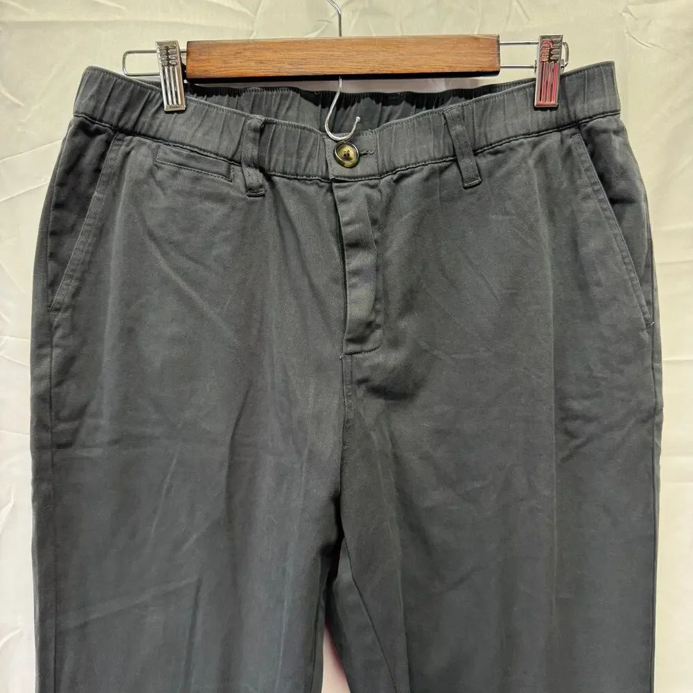 Cove USA Men's Chino Pants 32x34 Charcoal Gray Elastic Waist Slim Straight